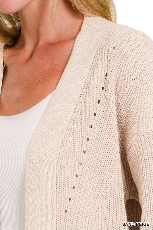 Eyelet Open Cardigan Sweater