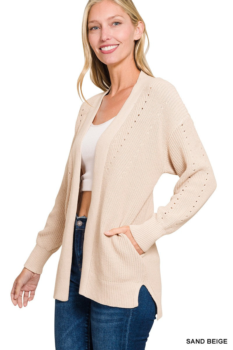 Eyelet Open Cardigan Sweater