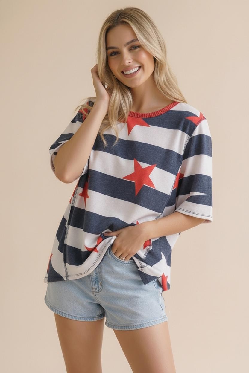 Star And Stripe French Terry Top