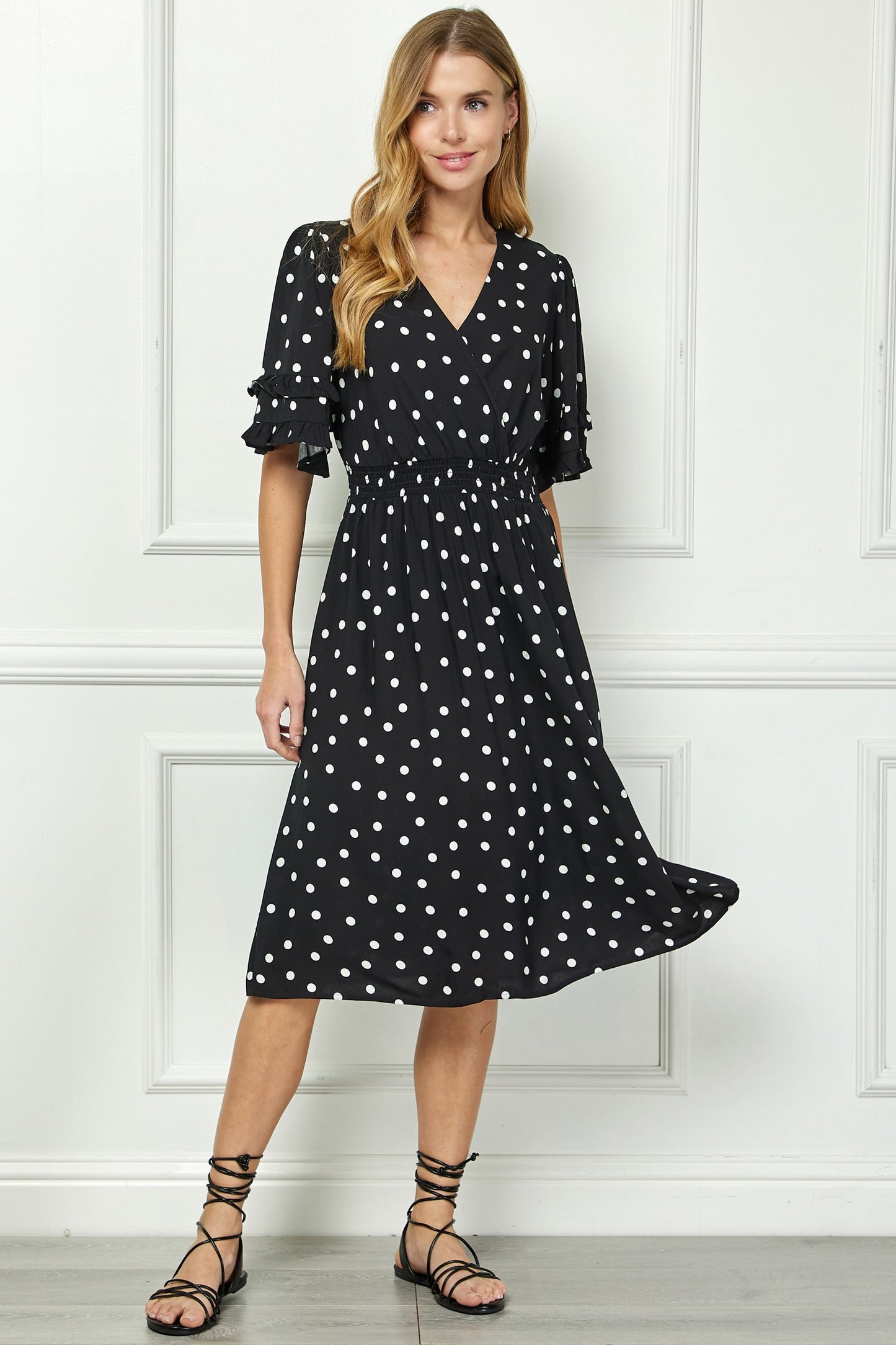 Elegant Kimono Inspired Surplice Dress