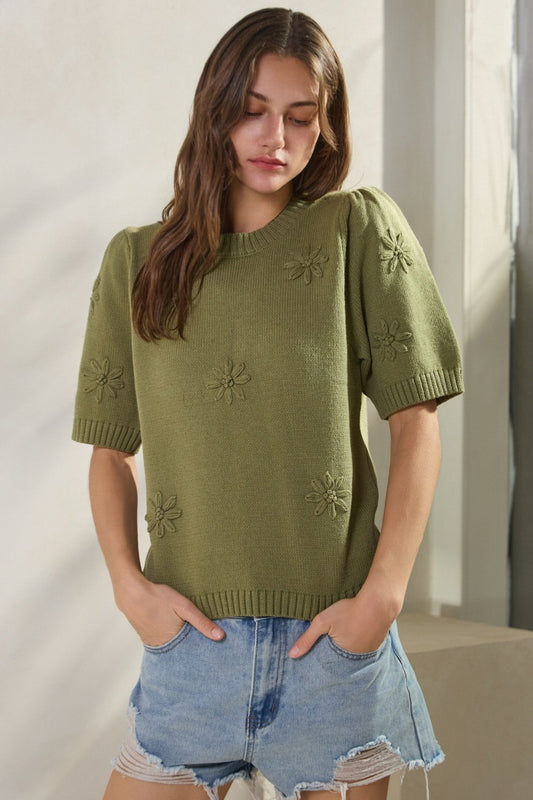 Knitted Short Sleeve Sweater