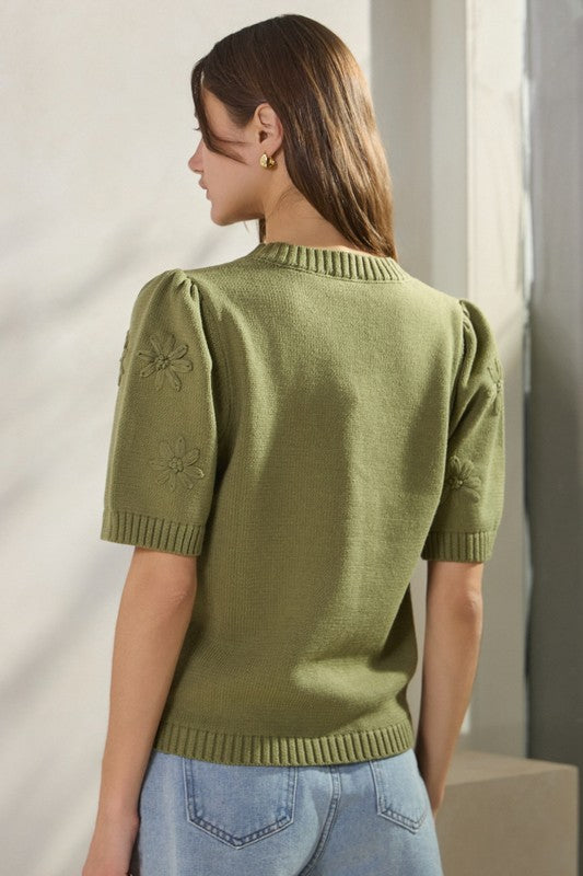 Knitted Short Sleeve Sweater