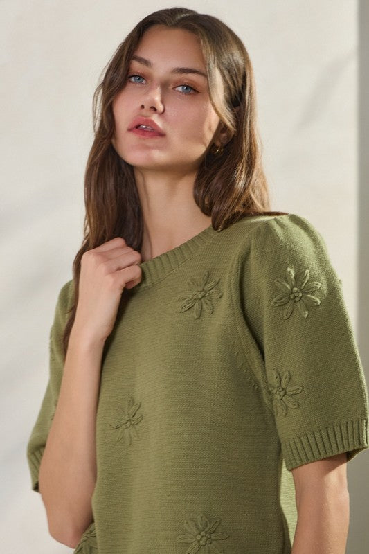 Knitted Short Sleeve Sweater