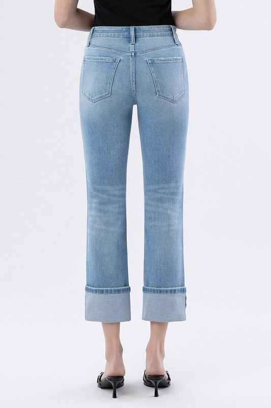 Flying Monkey High Rise Cuffed Crop Slim Straight Jeans