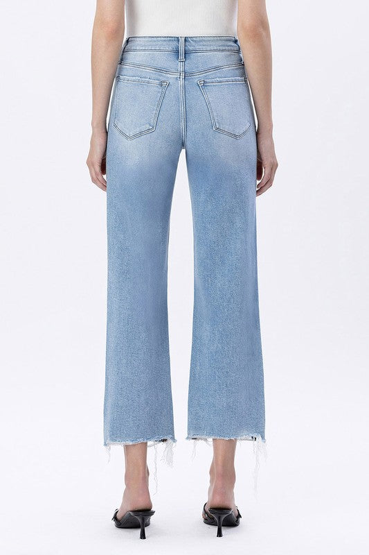 Flying Monkey High Rise Distressed Crop Slim Wide Jeans