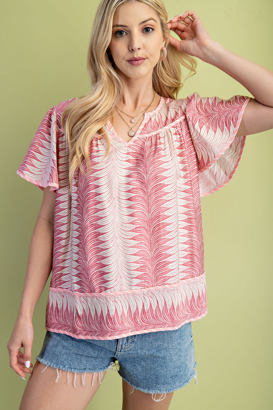 Printed Short Sleeve Top