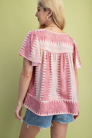 Printed Short Sleeve Top