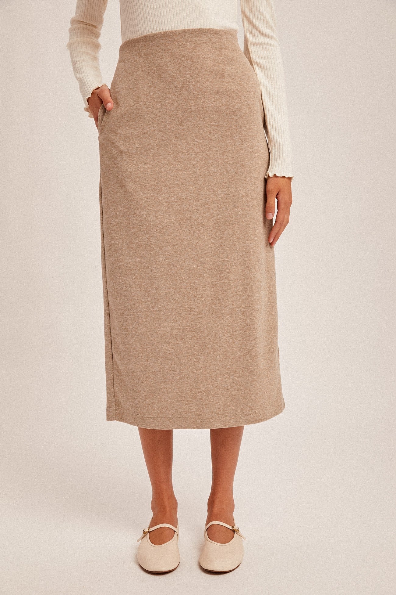 Brush Textured Midi Skirt