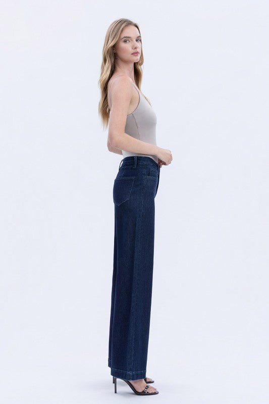Flying Monkey High Rise Seamless Wb Trouser Hem Wide Jeans