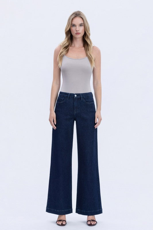 Flying Monkey High Rise Seamless Wb Trouser Hem Wide Jeans