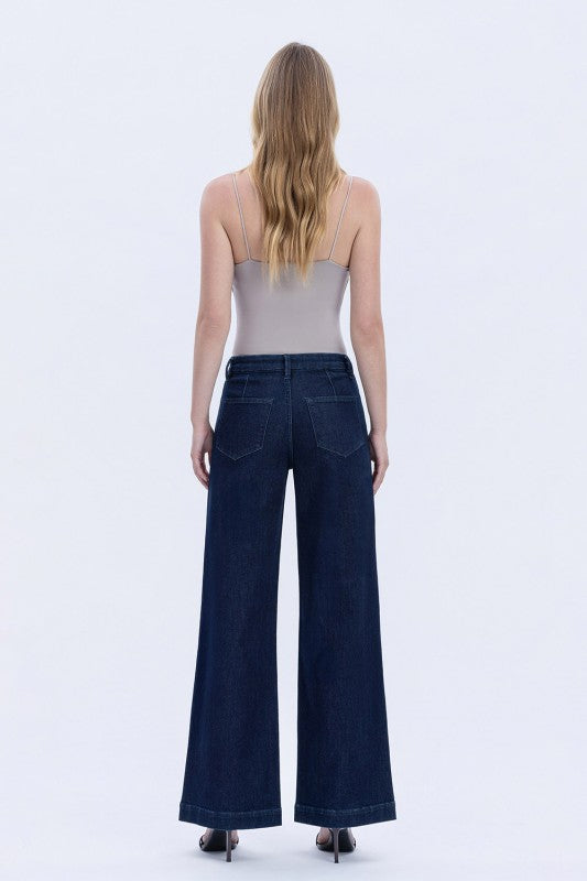 Flying Monkey High Rise Seamless Wb Trouser Hem Wide Jeans