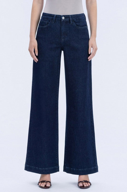 Flying Monkey High Rise Seamless Wb Trouser Hem Wide Jeans