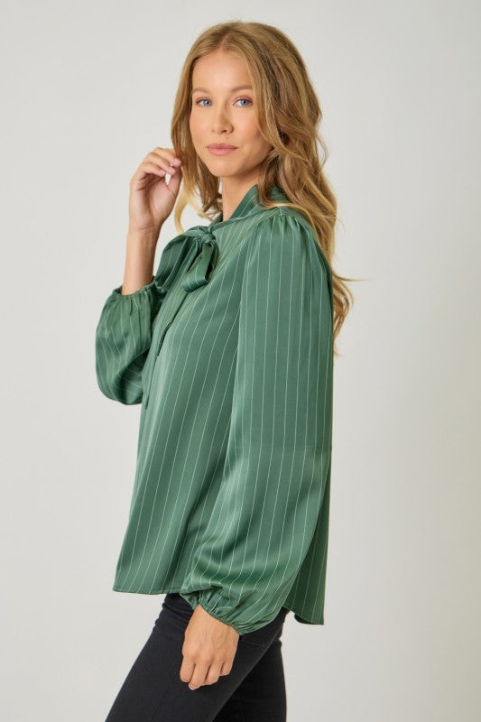Ribbon Tie Stripe Shirt