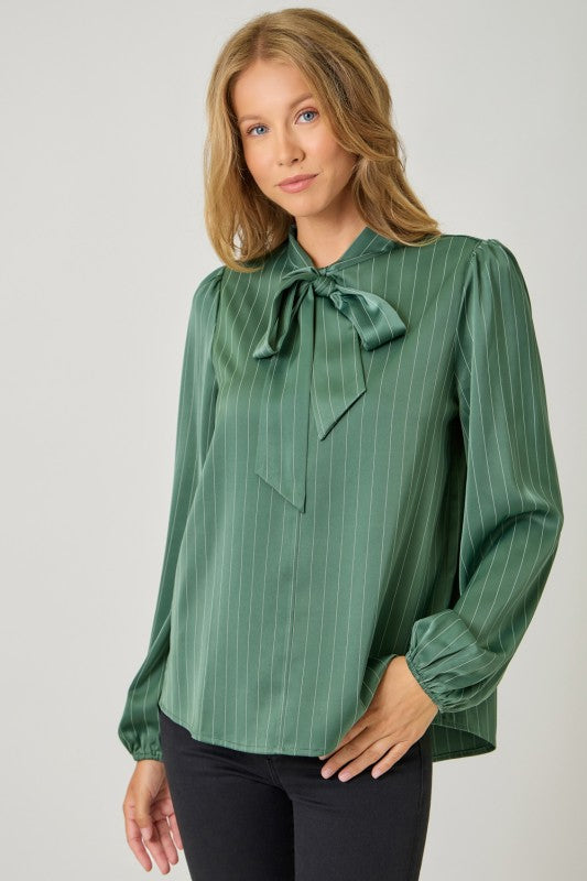 Ribbon Tie Stripe Shirt