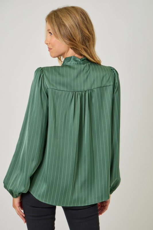 Ribbon Tie Stripe Shirt