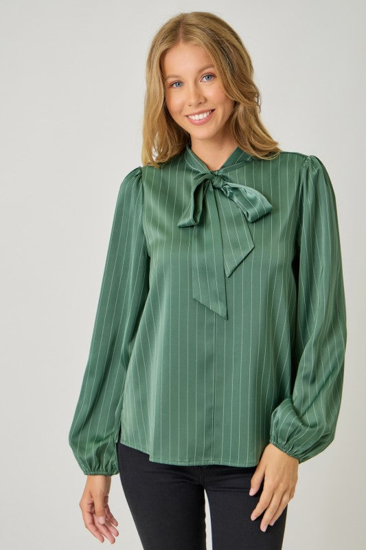 Ribbon Tie Stripe Shirt