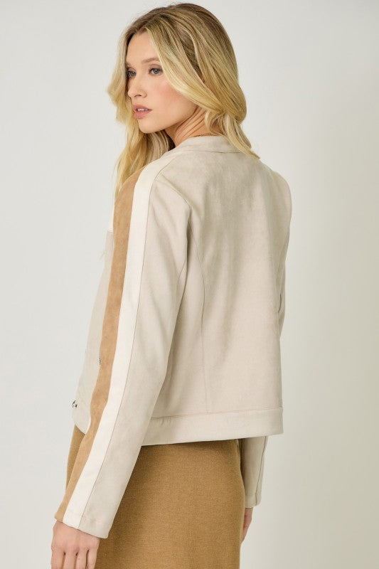 Color Blocked Moto Jacket