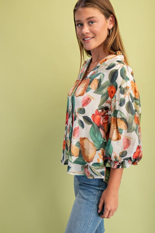 Floral Button Down Top