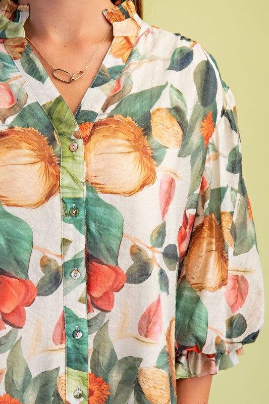 Floral Button Down Top