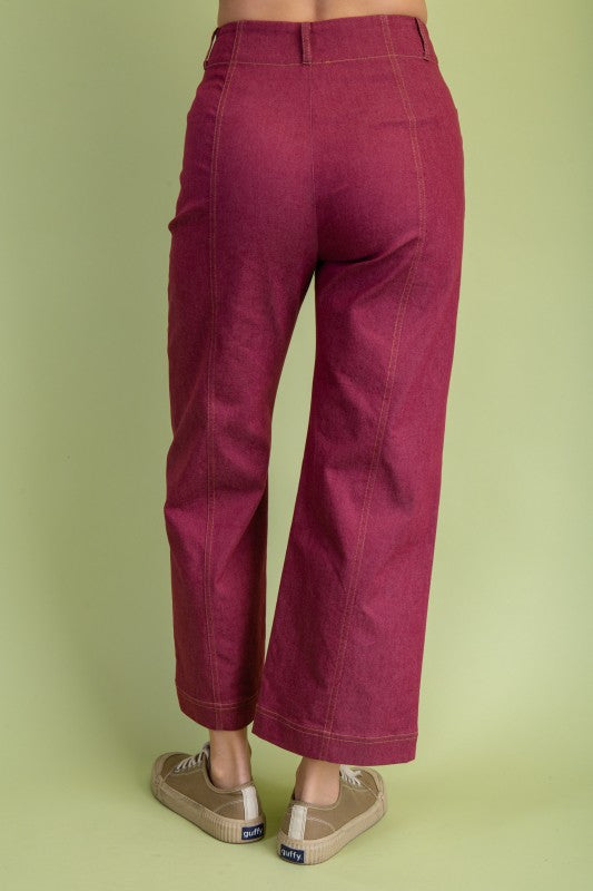 Ankle Cropped Exposed Zipper Pants