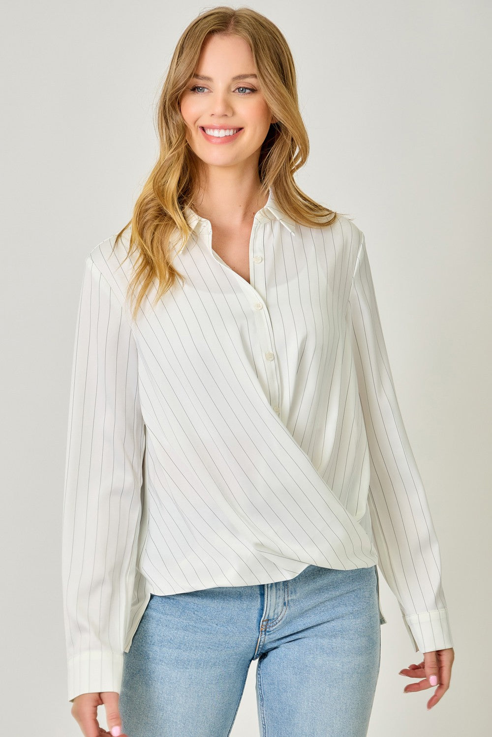 Stripe Twisted Bottom Blouse