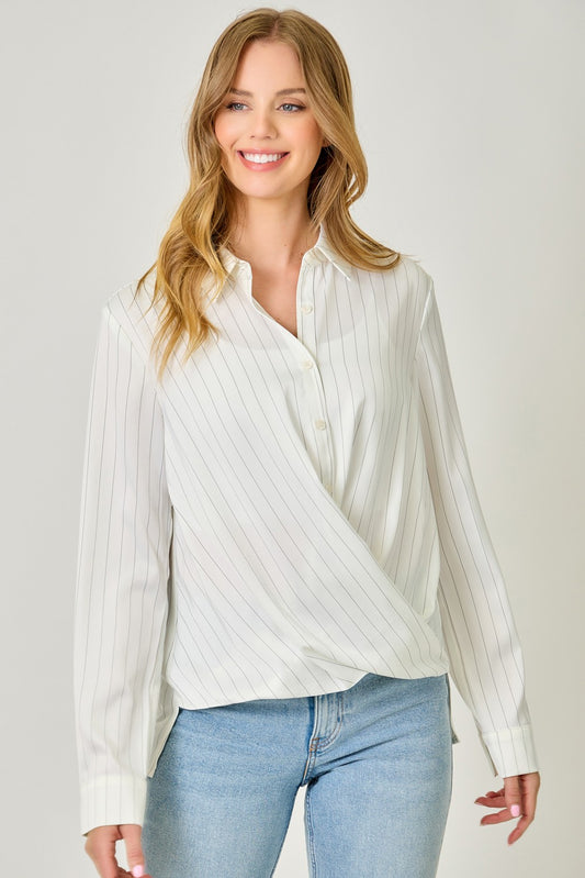 Stripe Twisted Bottom Blouse