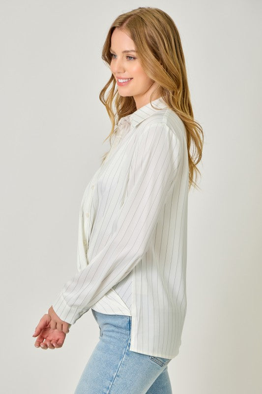 Stripe Twisted Bottom Blouse