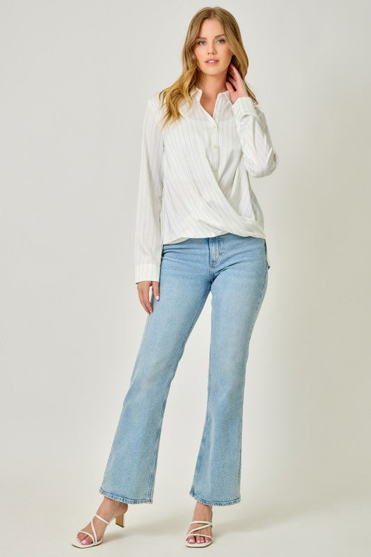 Stripe Twisted Bottom Blouse