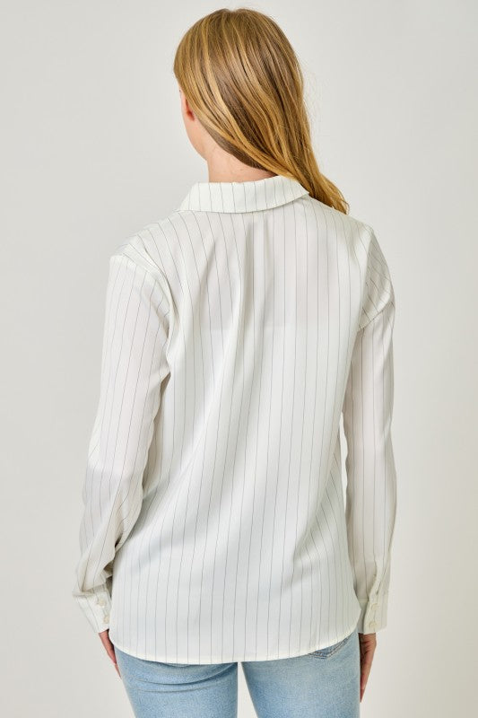 Stripe Twisted Bottom Blouse
