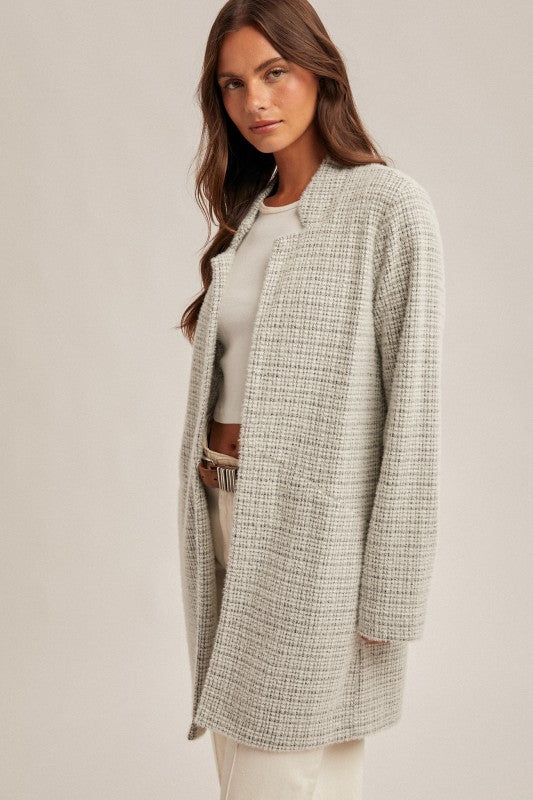 Brushed Houndstooth Lightweight Coatigan