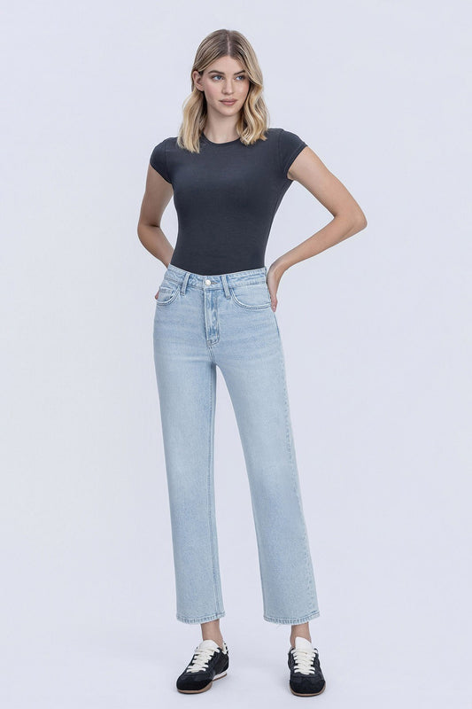 Flying Monkey Super High Rise Light Wash Tapered Leg Jeans