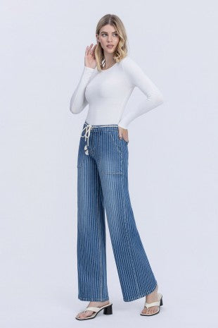 Lovervet High Rise Stripe Wide Jeans