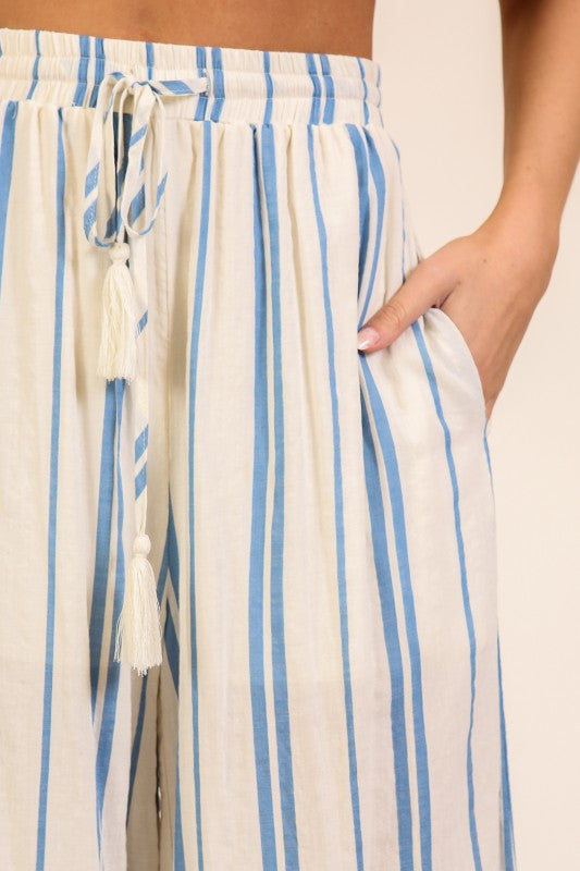 Coastal Breeze Striped Wide-leg Pants