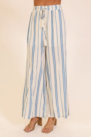 Coastal Breeze Striped Wide-leg Pants