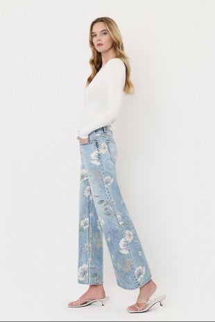 Vervet Super High Rise Floral Extreme Vintage Flare Jeans