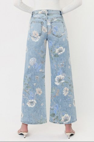 Vervet Super High Rise Floral Extreme Vintage Flare Jeans