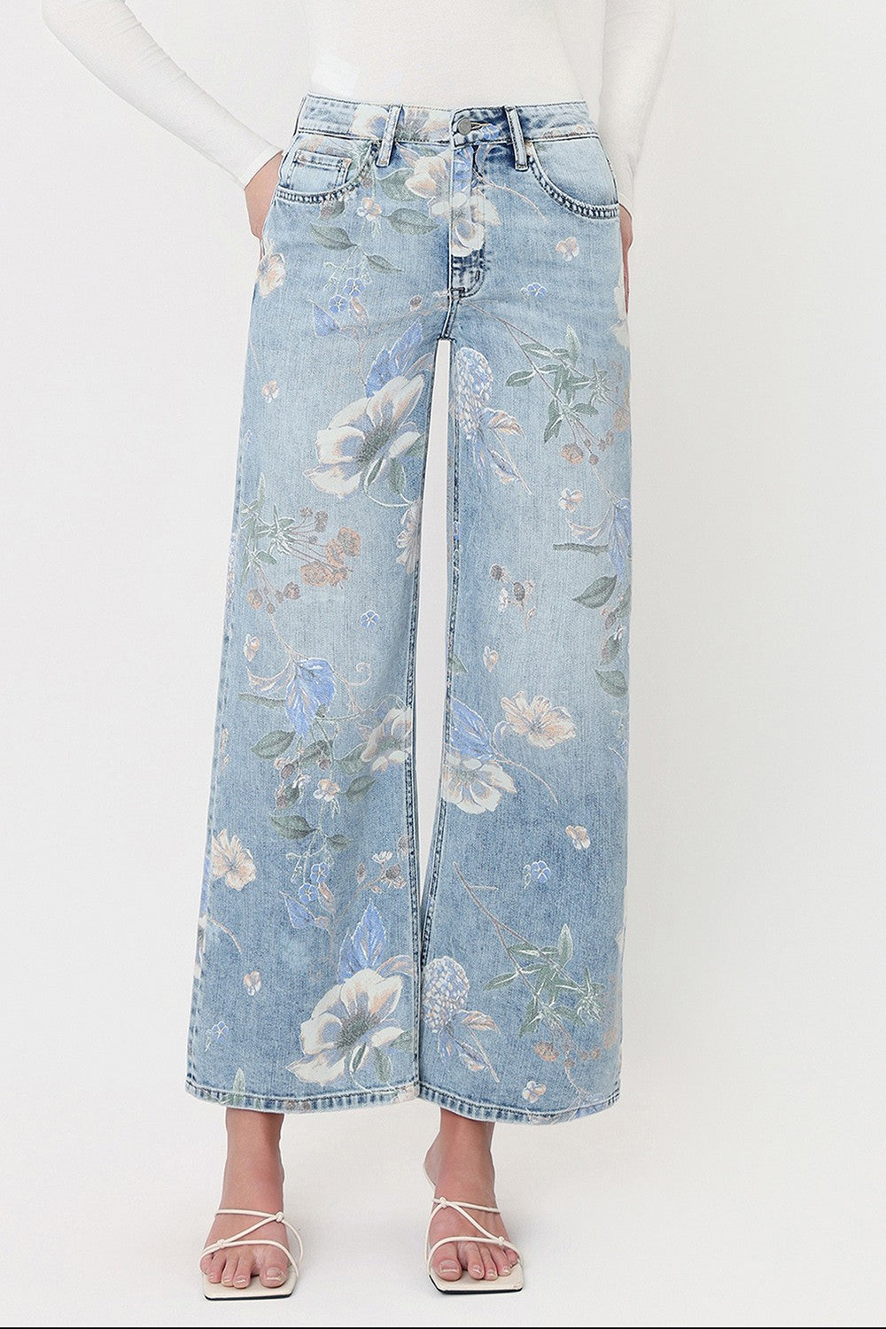 Vervet Super High Rise Floral Extreme Vintage Flare Jeans