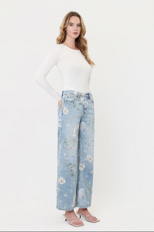 Vervet Super High Rise Floral Extreme Vintage Flare Jeans
