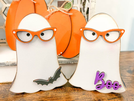 Chunky Nerdy Ghosts | Halloween Shelf Sitter Decor