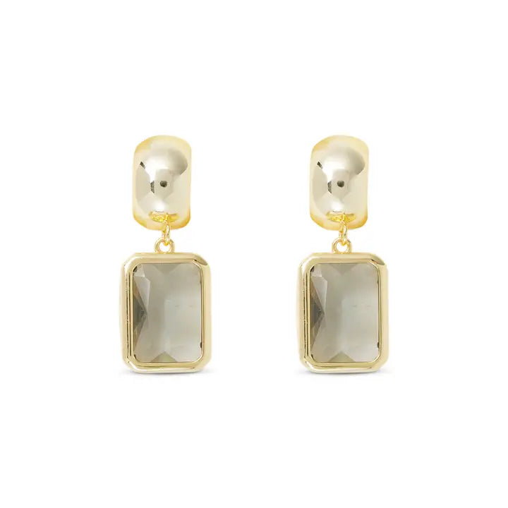 Gold Crystal Rectangle Earrings