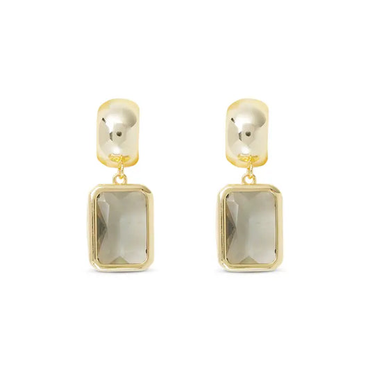 Gold Crystal Rectangle Earrings