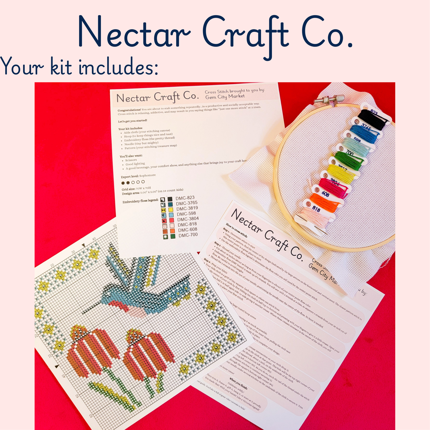 Cross Stitch - Blue Hummingbird