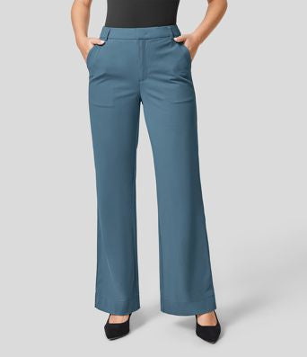 Halara Mid Rise Side Pocket Straight Leg Work Suit Pants