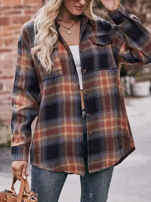 Oversized Plaid Button Down Shirt