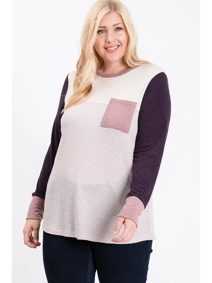Color Block Knit Long Sleeve Top