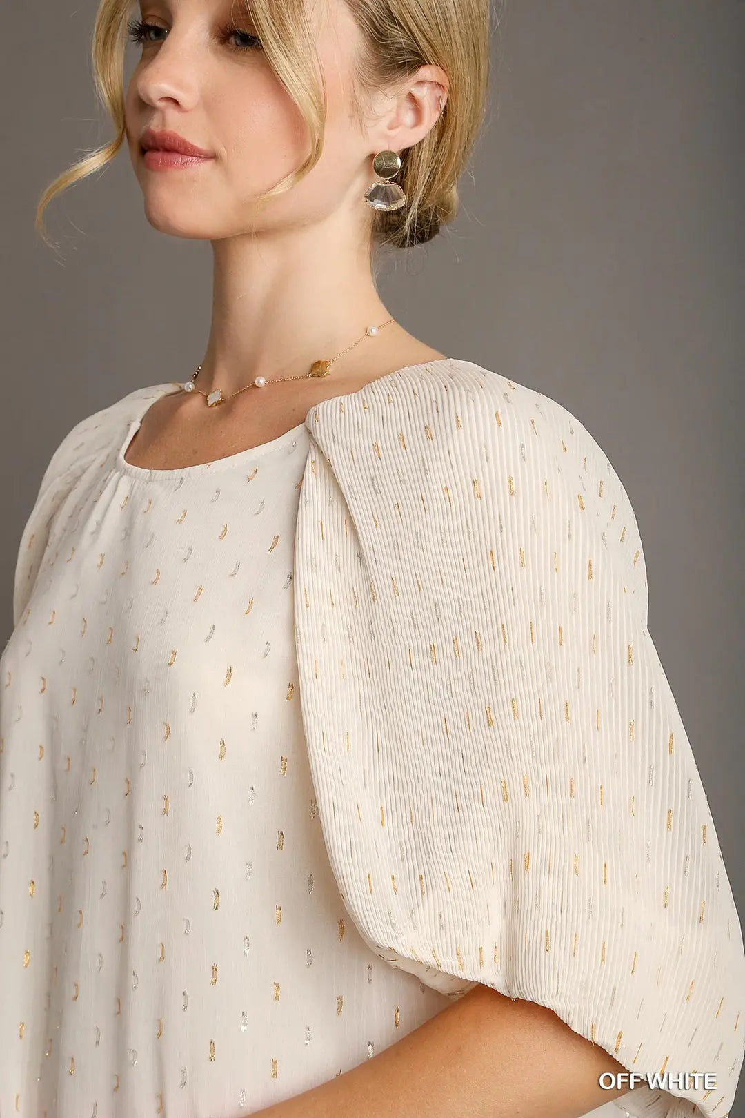 Metallic Foil Round Neck Top