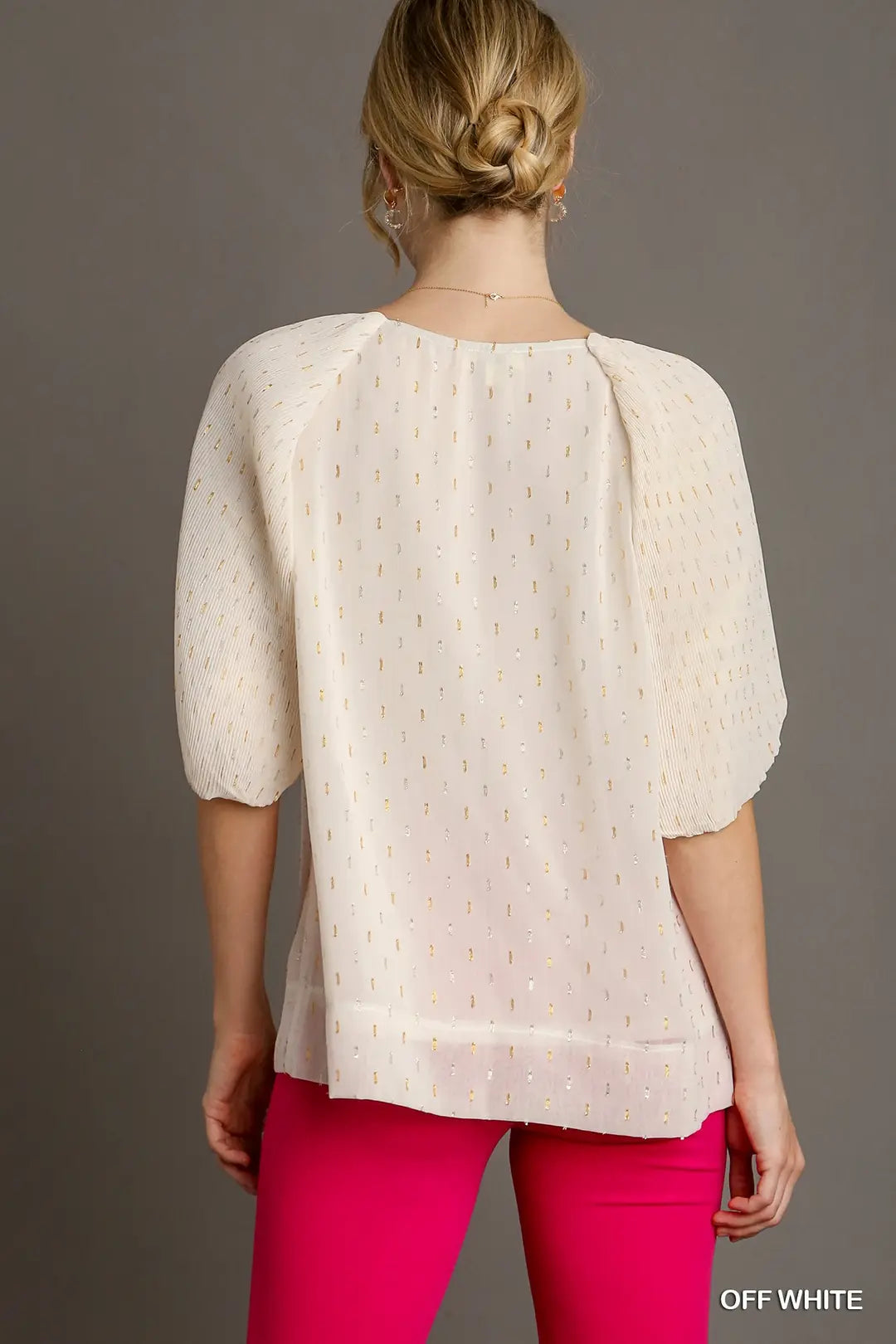 Metallic Foil Round Neck Top