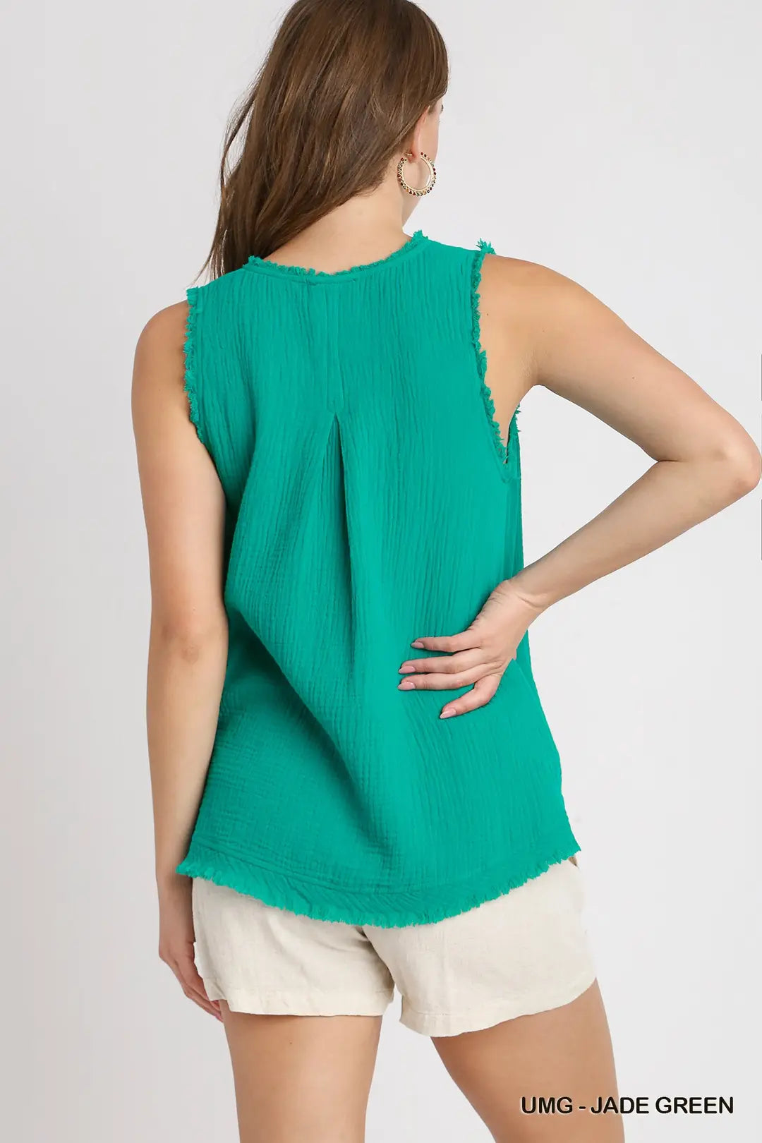 Raw Edge Sleeveless Top