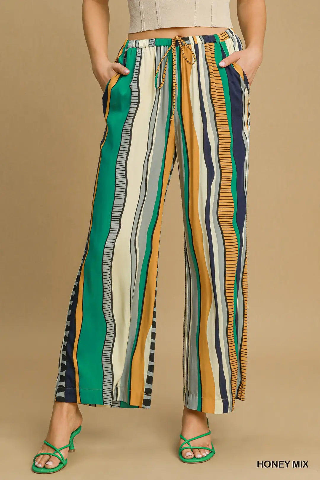 Wide Leg Abstract Print Pants
