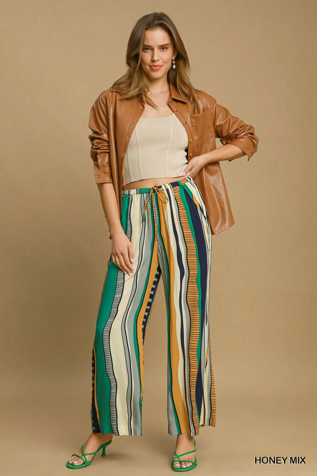 Wide Leg Abstract Print Pants
